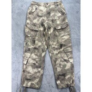 Maniere De Voir Cargo Pants Women 10 Tan Camouflage Cotton Hiking Outdoor